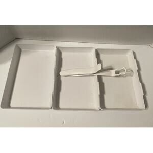 Pampered Chef Coating Trays With Tongs Breading Crumbs Nesting Trays Prep #2605